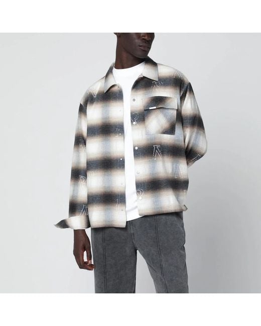 Represent White Milkcolored Flannel Checked Shirt for men
