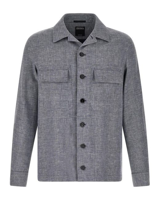 Zegna Gray 'Crossover' Overshirt for men