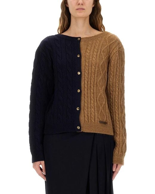 Moschino Blue Two-Tone Alpaca Blend Cardigan
