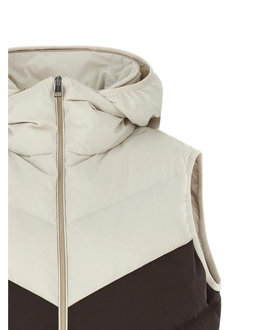 Kiton Gray Chevron Stitching Padded Vest