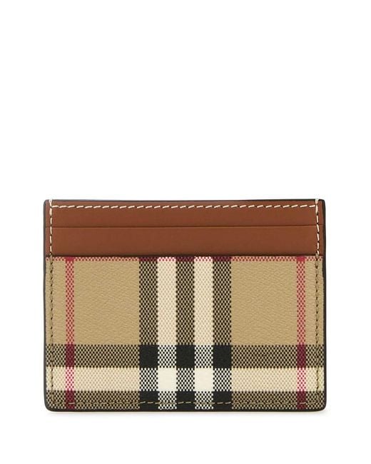 Burberry Brown Printed Canvas Card Holder