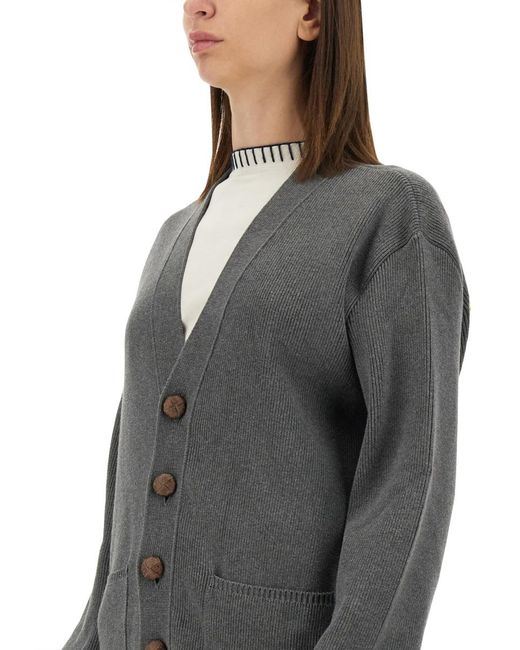 Golden Goose Deluxe Brand Gray Cardigan Con Logo