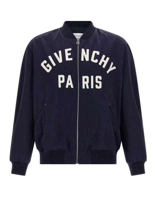 Givenchy Blue Logo Bomber Jacket for men