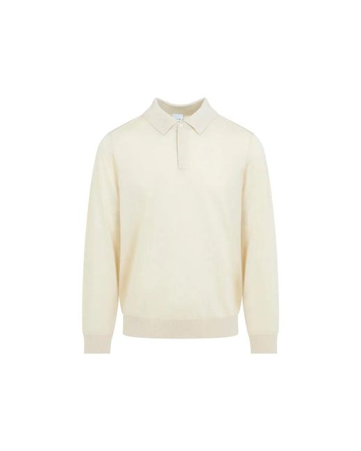 Paul Smith White Light Fine Knit Polo Sweater for men