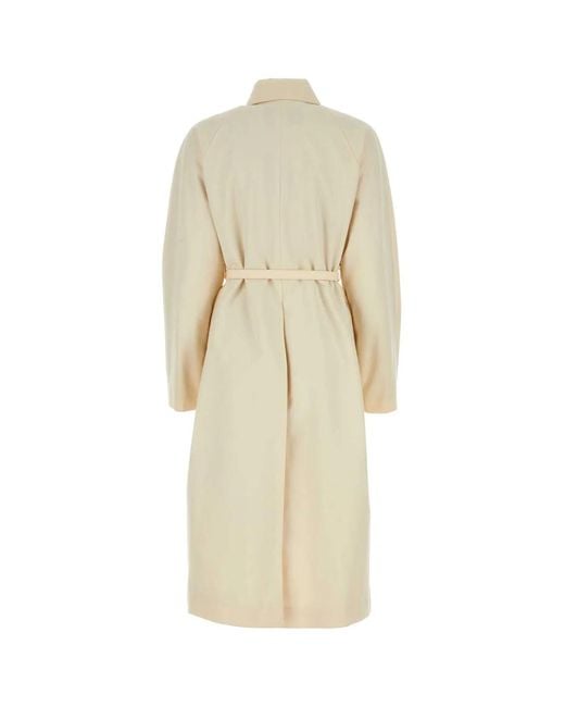Fendi White Ivory Polyester Blend Overcoat
