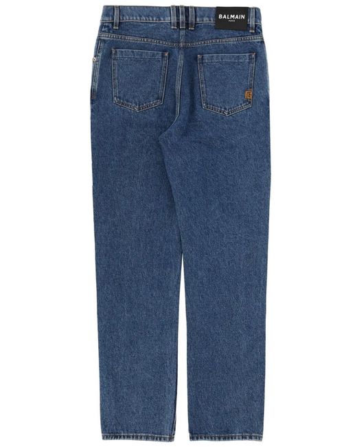 Balmain Blue Straight Denim Jeans for men