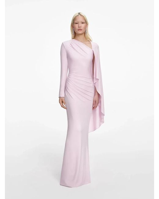 Self-Portrait Pink Jersey Drape Maxi Dress