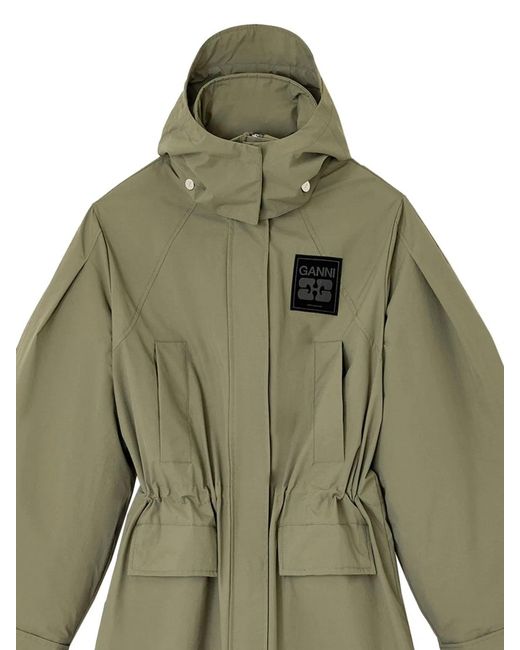 Ganni Green Recycled Nylon Coat