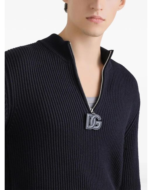 Dolce & Gabbana Blue Dolce & Gabbana Wool Lupetto Knitted Sweater for men