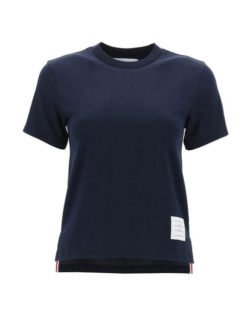 Thom Browne Blue Cotton Crew-Neck T-Shirt