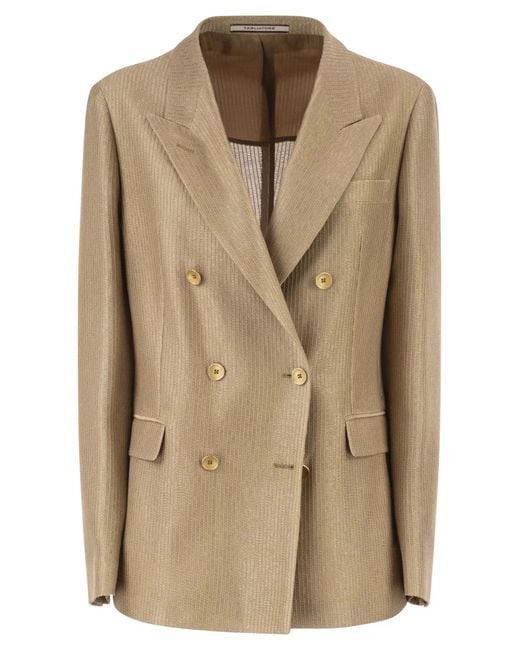 Tagliatore Natural Double-Breasted Textured Cotton Blazer
