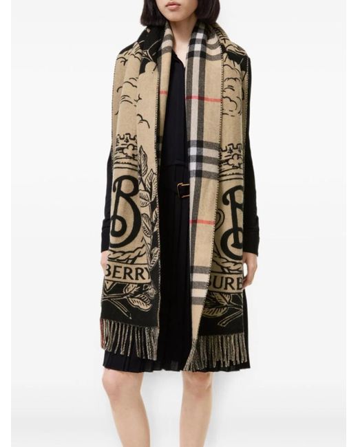 Burberry Black Mu Stormy Knight Check Scarf