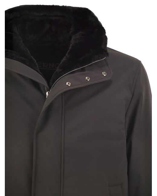 Herno Black Technical Hooded Coat for men