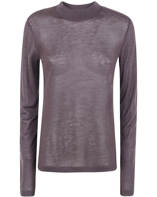 Filippa K Purple Lyocell Cashmere Mock Neck Top