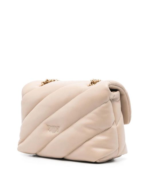 Pinko Natural Grigio Leather Shoulder Bag