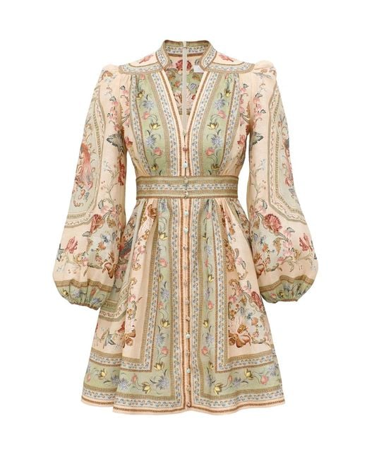 Zimmermann Natural Roselight Plunge Mini Dress