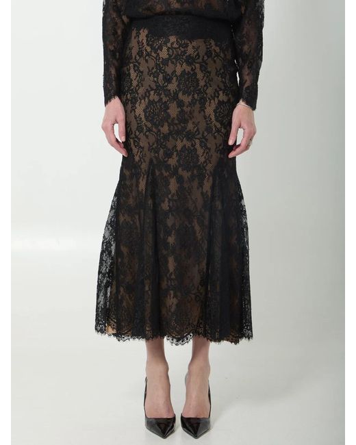 Self-Portrait Black Self Portrait Lace Midi Skirt