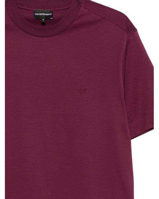 Emporio Armani Purple Logo Cotton T-Shirt for men