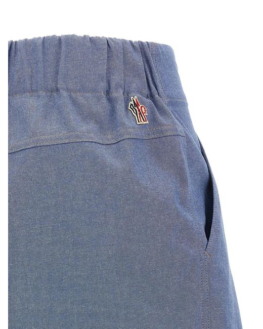 Moncler Blue Chambray Cotton Shorts