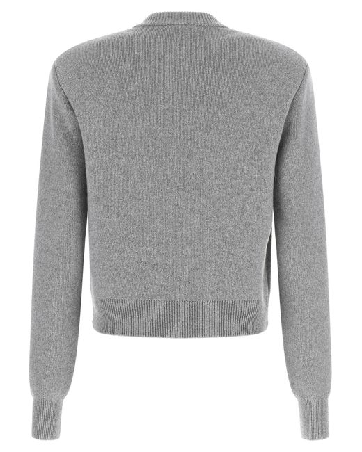 Balmain Gray Sculpture Button Crew Neck Cardigan