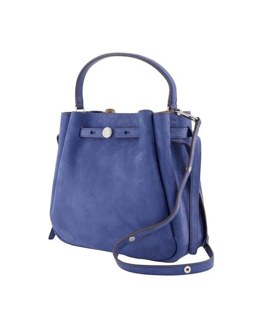 Tory Burch Blue Romy Leather Bucket Bag