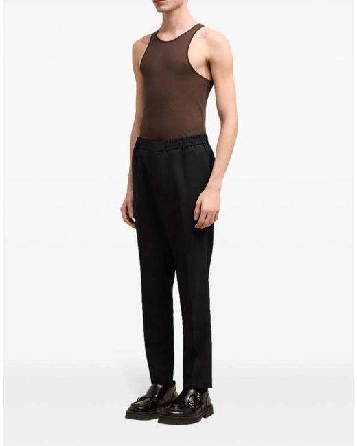 AMI Black Straight-Leg Tailored Pants for men