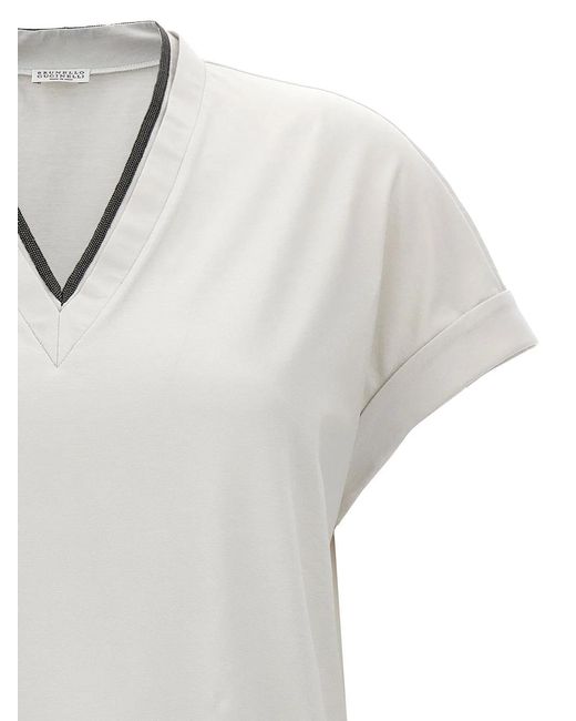 Brunello Cucinelli White Monile Jersey T-Shirt