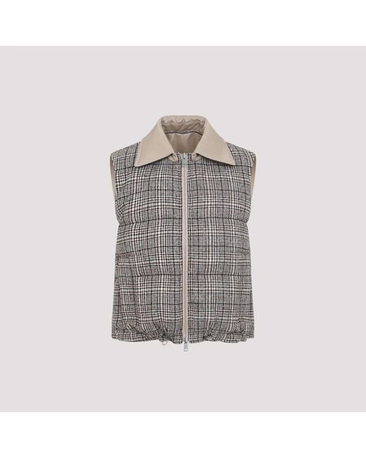 Brunello Cucinelli Brown Tobacco Cotton Padded Reversible Vest