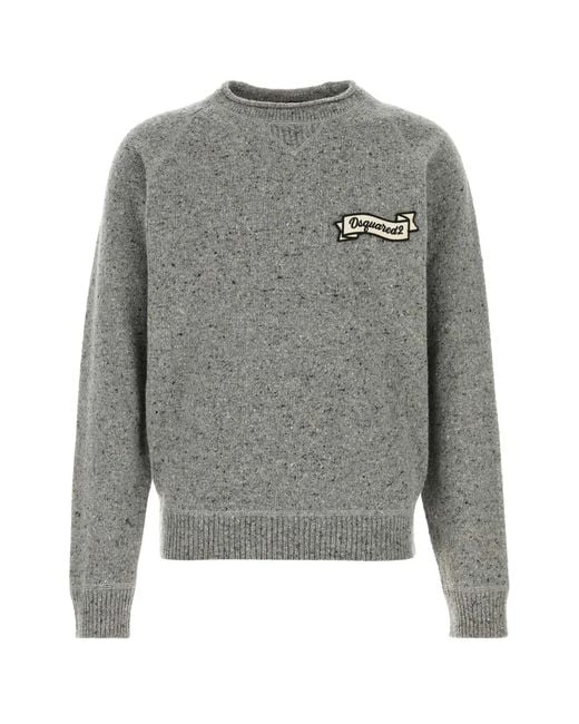 DSquared² Gray Dsquared Melange Wool Blend Sweater for men