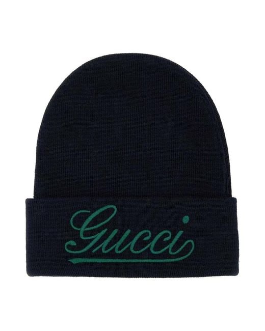Gucci Blue Dark Wool Beanie Hat for men