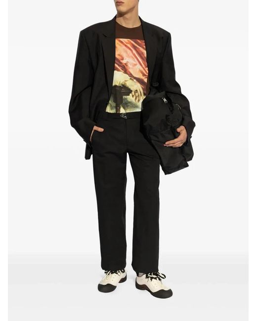 McQueen Black Cotton Blend Pant for men