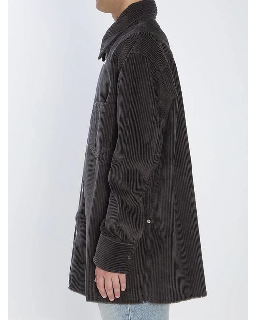 AMI Black Corduroy Velvet Overshirt for men