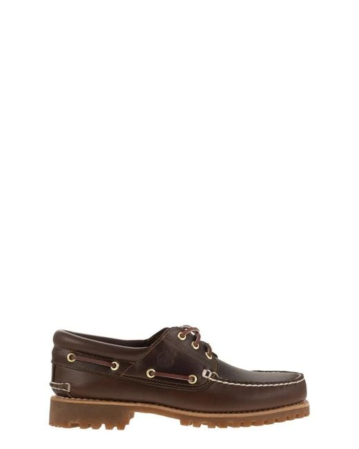 Timberland Brown 3-Eye Lug Boat Shoes for men