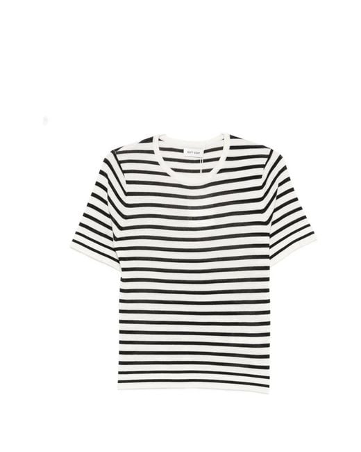 Soft Goat White Striped Short Sleeves