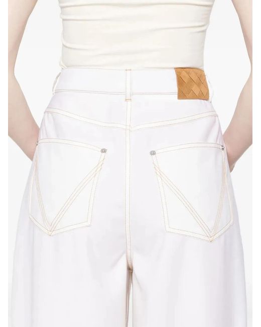 Bottega Veneta White Wool Wide-Leg Trousers