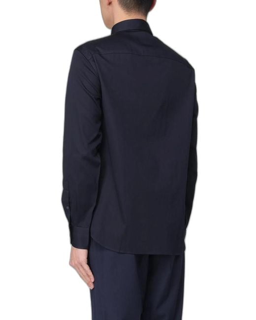 Emporio Armani Blue Cotton Shirt for men