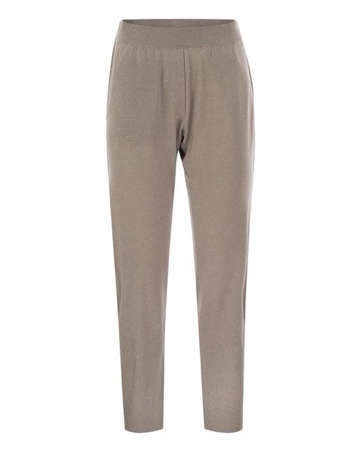 Brunello Cucinelli Gray Sparkling Lightweight Cashmere And Silk Trousers