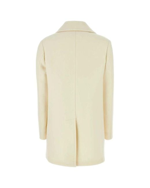 Prada White Ivory Wool Blend Coat