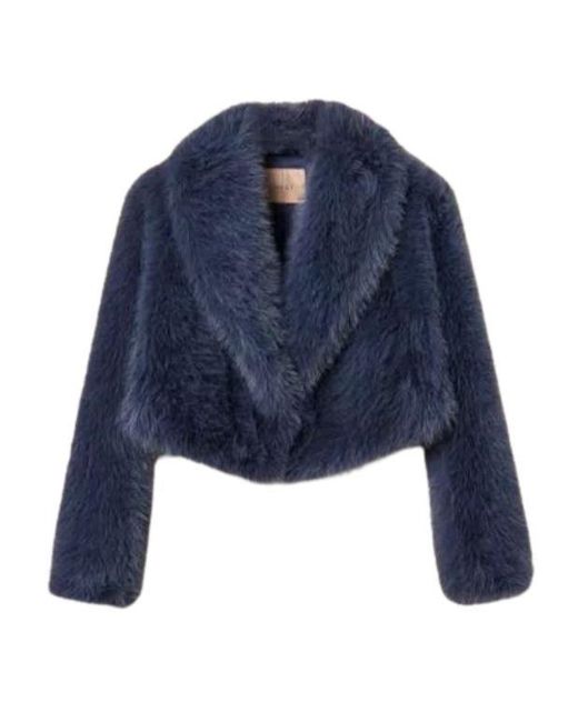 Twinset Blue Fur Jacket