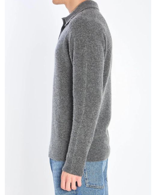 Roberto Collina Gray Cashmere Blend Polo Shirt for men