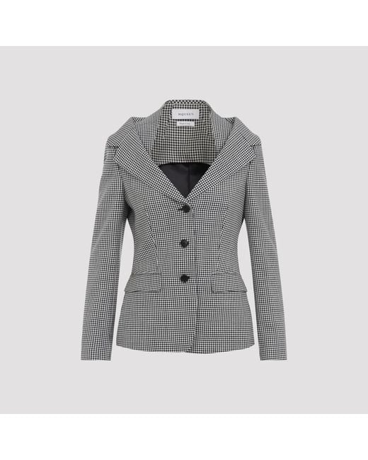 McQueen Gray Balck Ivory Off Shoulder Jacket Harness