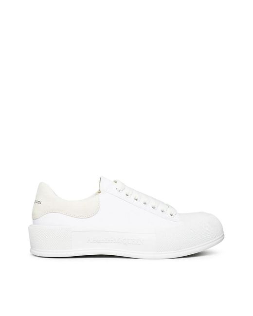 McQueen White Deck Plimsoll Lace Up Sneakers