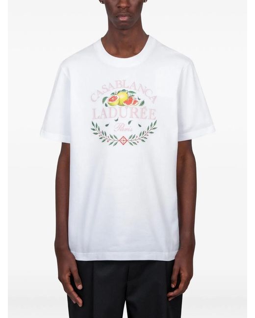 Casablanca White Graphic-Print T-Shirt for men