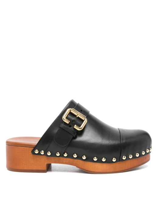 Chloé Black Jeannette Leather Clogs