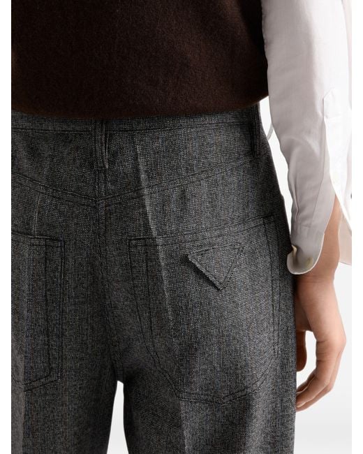 Prada Gray Mouliné Wool Pants