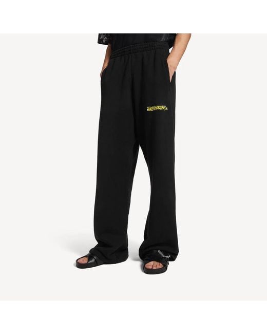 Balenciaga Black Messy Spray Baggy Sweatpants for men