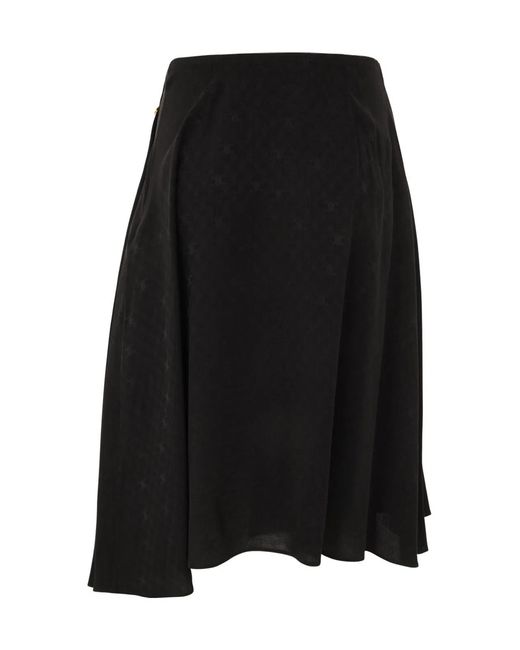 Céline Black Asymmetric Silk Mini Skirt