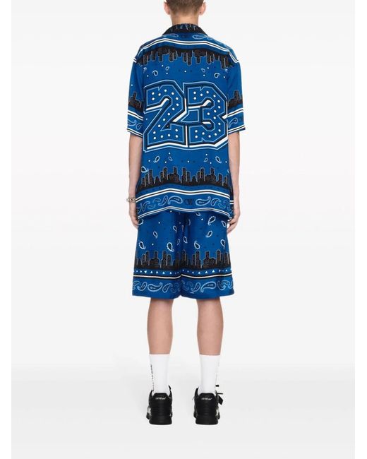 Off-White c/o Virgil Abloh Blue Bandana Viscose Shorts for men
