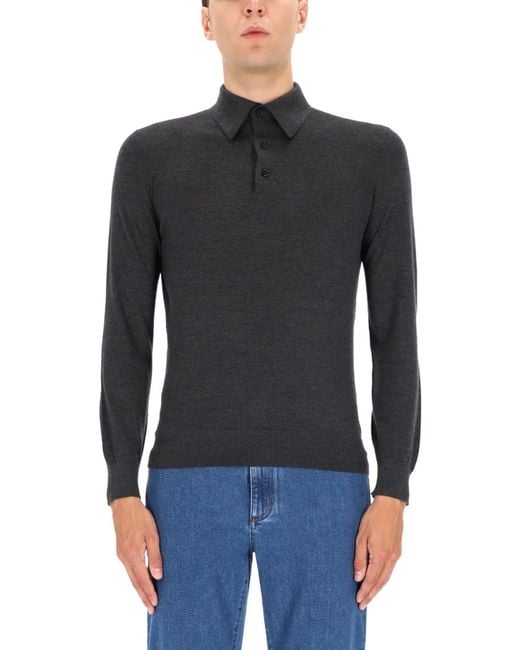 Zegna Black Cashmere Polo Shirt for men