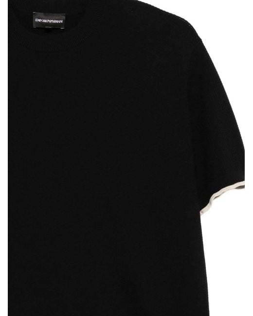 Emporio Armani Black Cotton Knitted T-Shirt for men